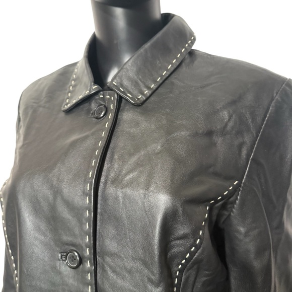 Style & co Black Leather Jacket size Large - Picture 3 of 5